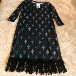Black & Turquoise Fringe Cactus Dress